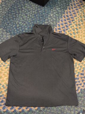 Nike Black Polo with Red Swoosh Accent